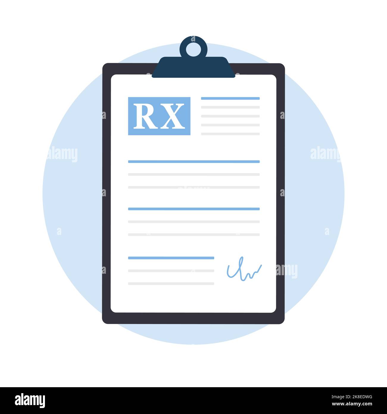 Medical prescription pad. Recipe for pills on clipboard. Healthcare