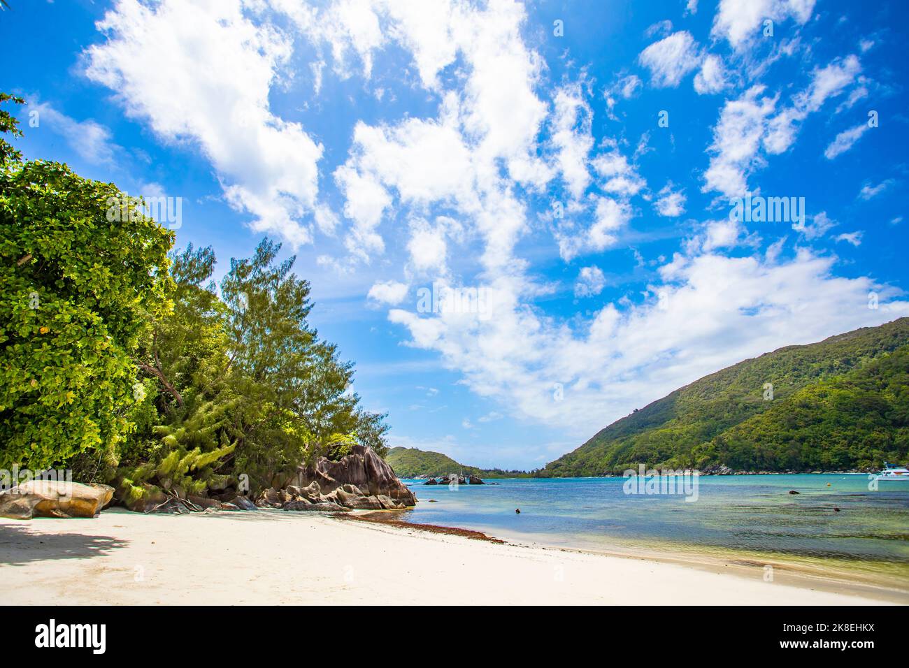 Deserted beach at Port Launay, Mahe, Seychelles Stock Photo - Alamy