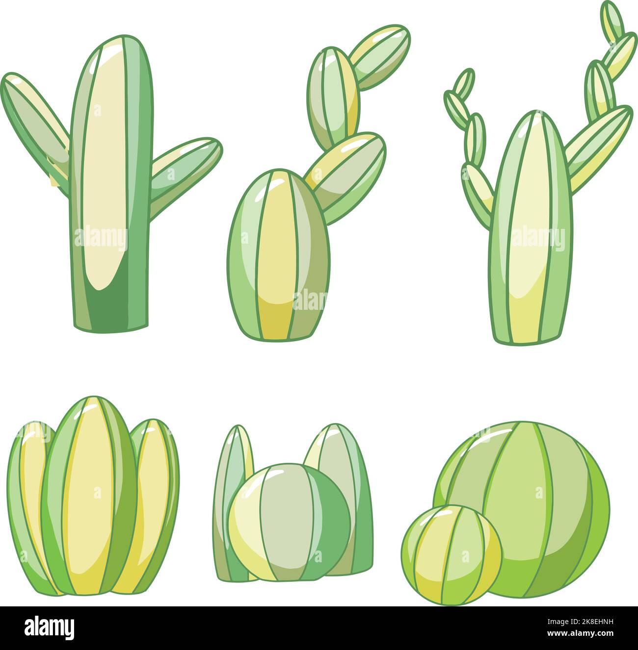 Line Art Style Cactus or Cacti Illustration Collection for Logos and ...