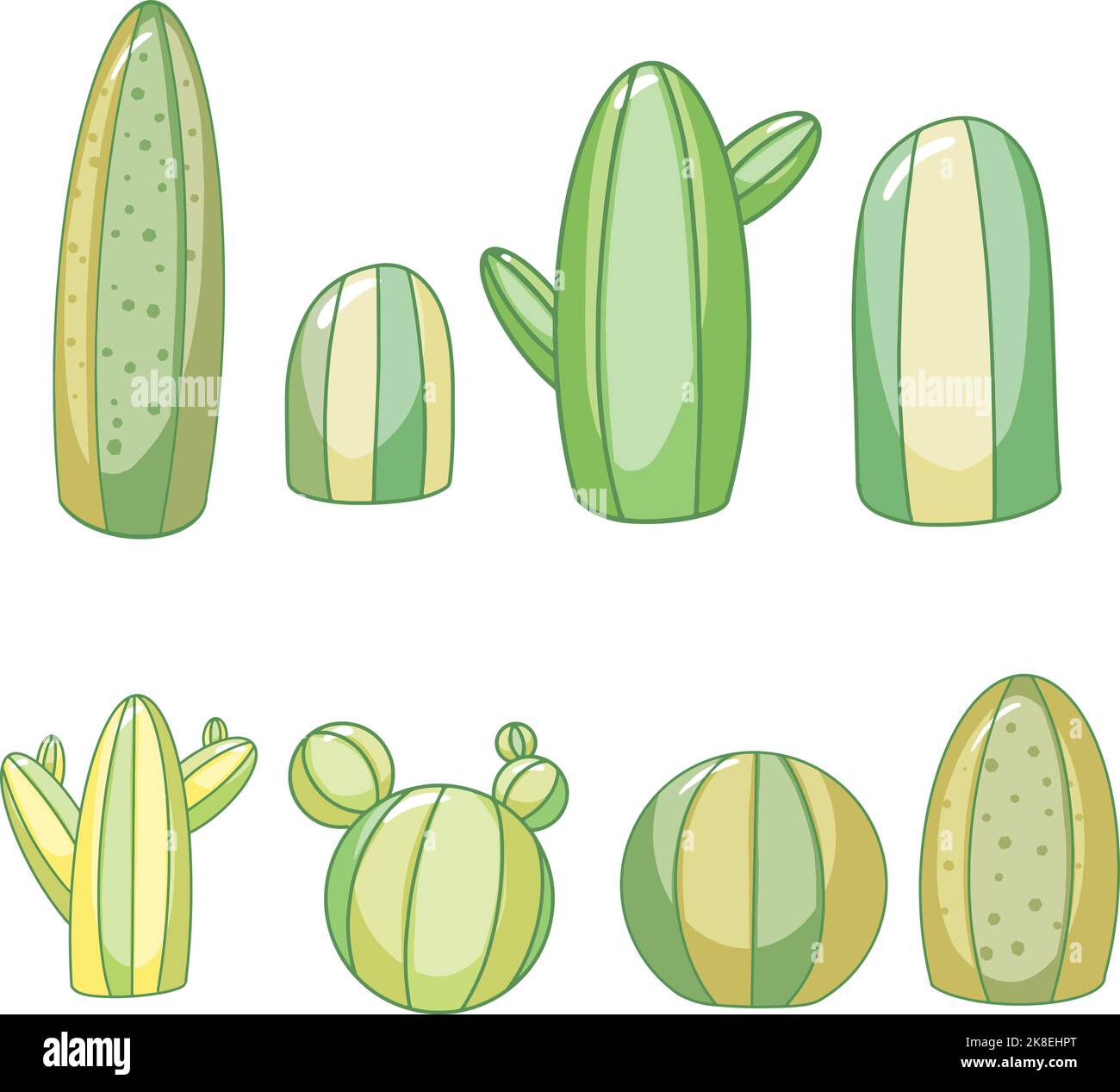 Line Art Style Cactus or Cacti Illustration Collection for Logos and ...
