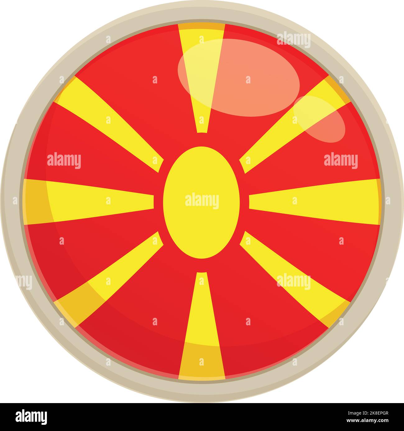 Flag circle icon cartoon vector. North Macedonia. Round map Stock