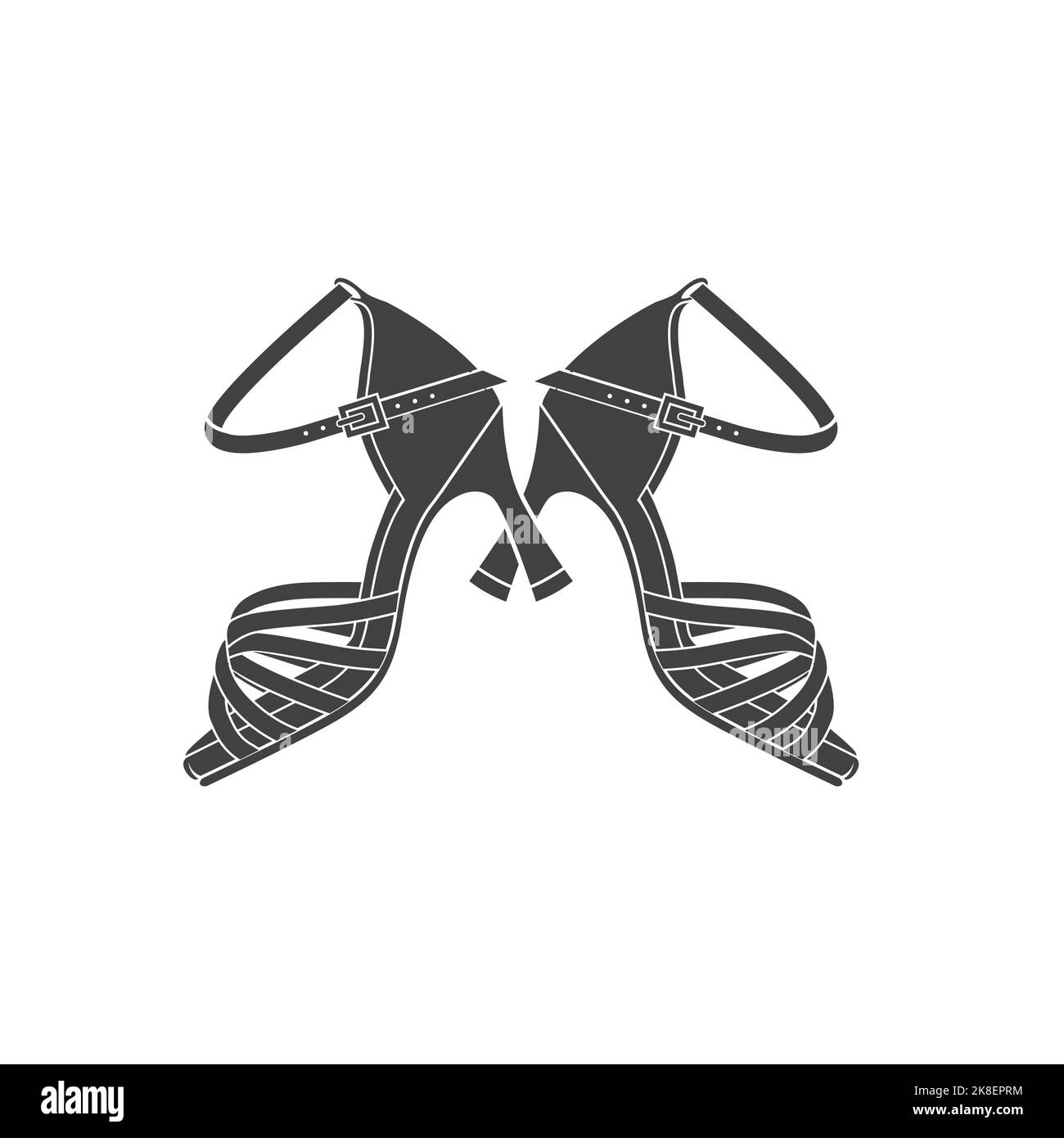 Ballroom dance shoes icon silhouette. Vector illustration. Shoes for