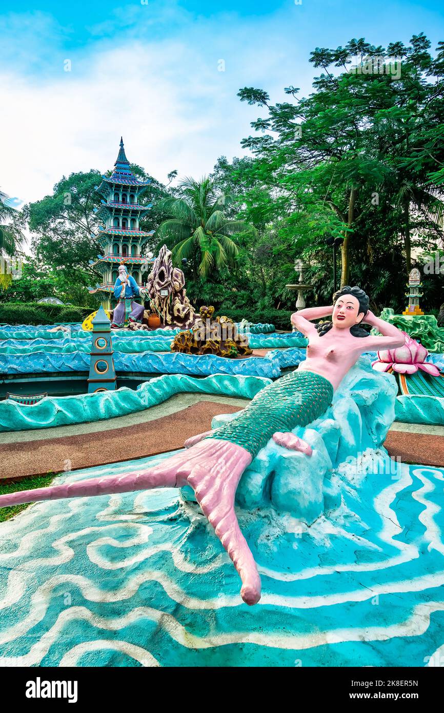 Mermaid statue at Haw Par Villa Theme Park. This park has statues and