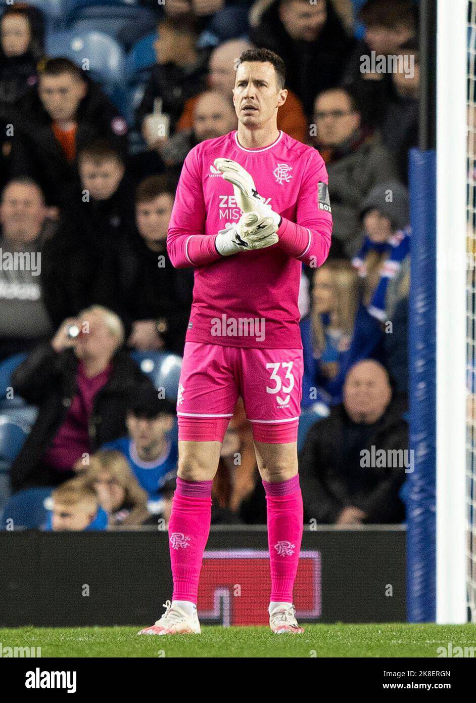 Rangers goalkeeper Jon Mclaughlin during the Premier Sports Cup quarter final match at Ibrox