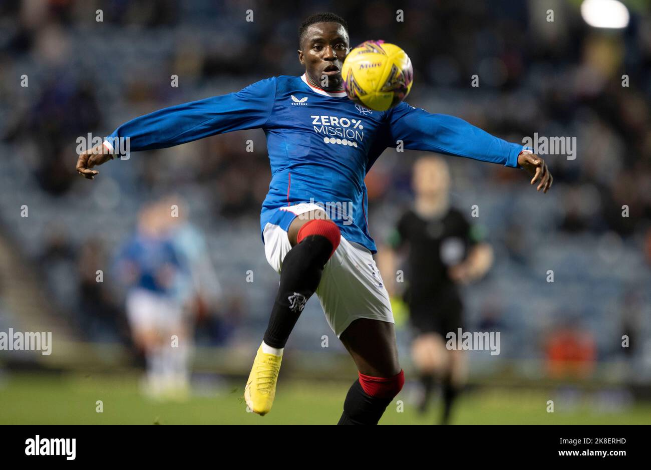 Rangers' Fashion Sakala during the Premier Sports Cup quarter final match at Ibrox Stadium