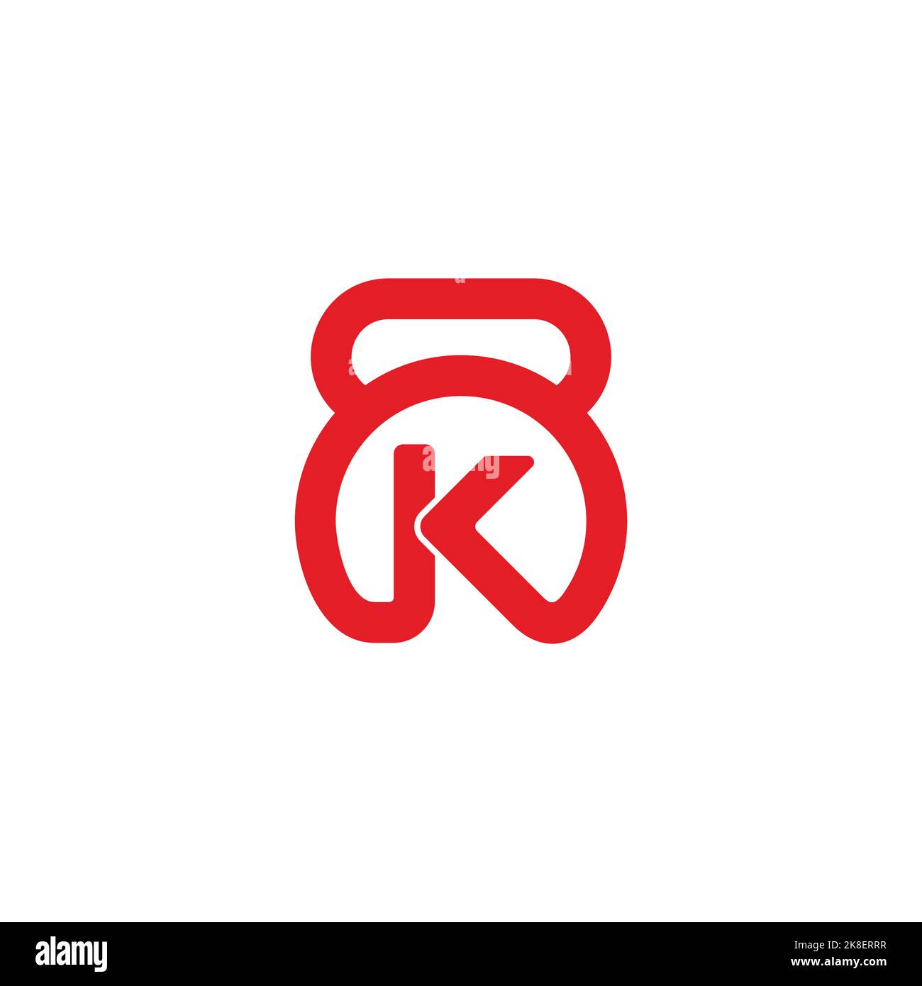 kettlebell letter k arrow geometric red logo vector Stock Vector