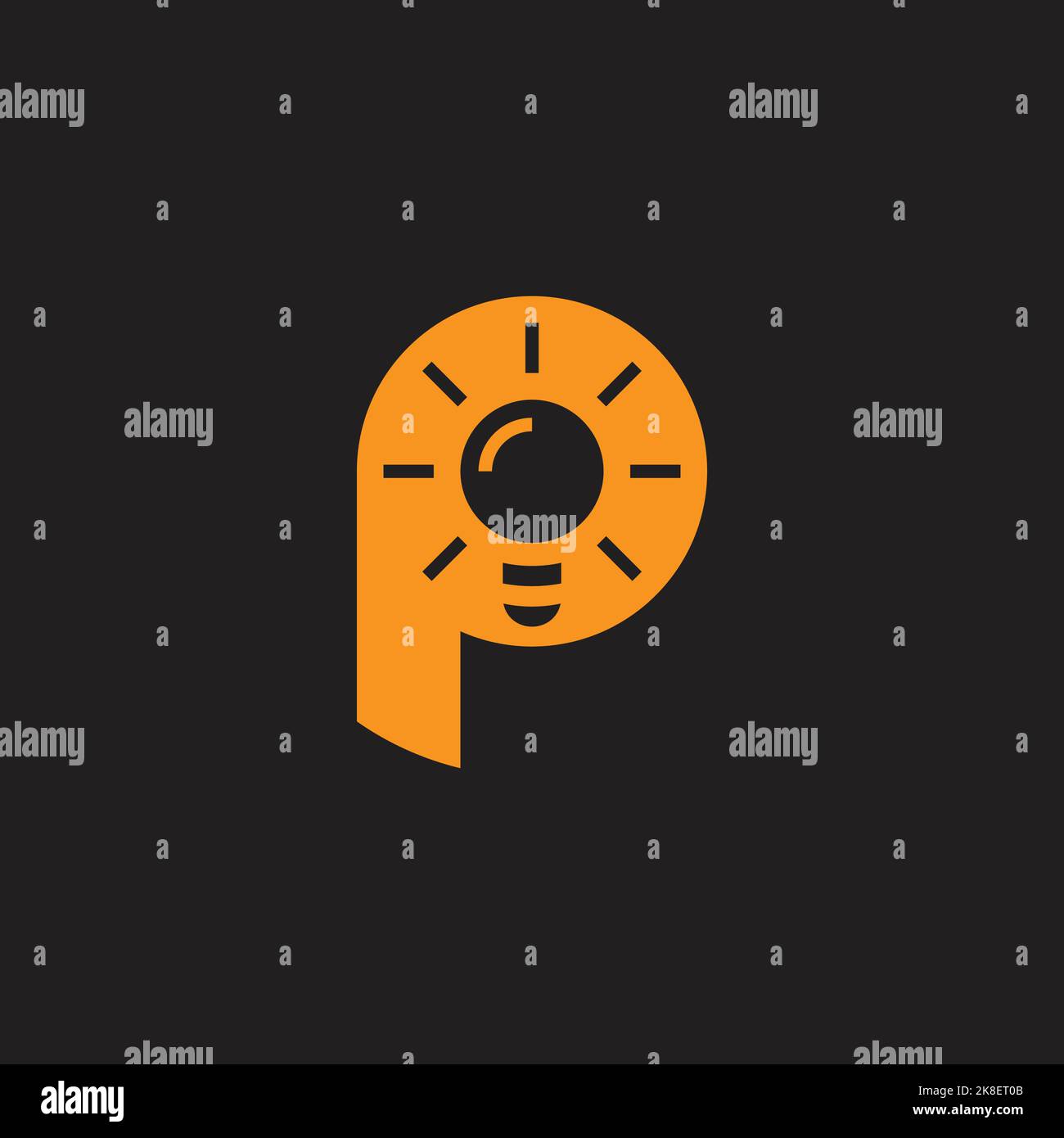 letter p shine light bulb simple logo vector Stock Vector