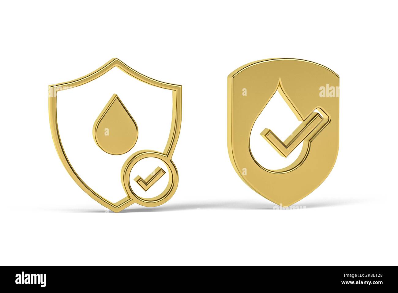 Golden 3d waterproof icon isolated on white background - 3d render ...