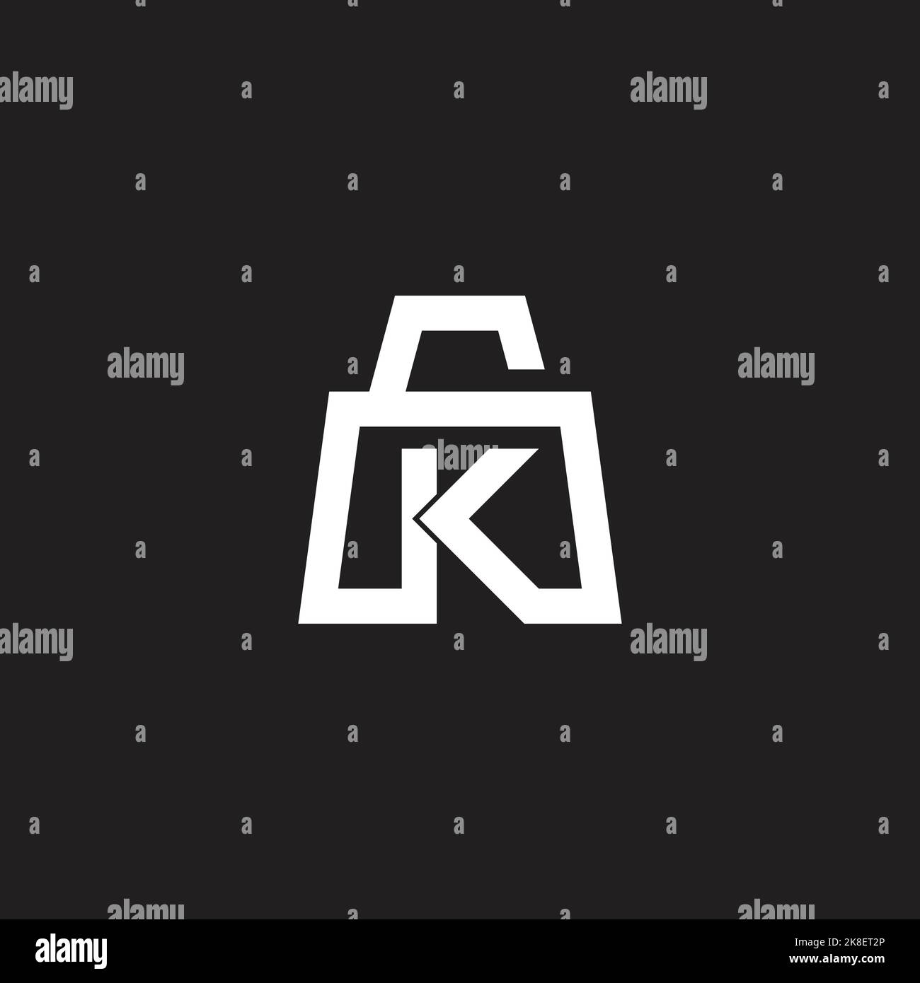 letter k padlock simple geometric line logo vector Stock Vector