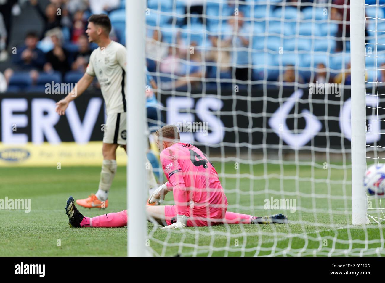 SYDNEY, AUSTRALIA - OCTOBER 23: Joe Gauci of Adelaide United unable to save the goal during the match between Sydney FC and Adelaide United at Allianz Stadium on October 23, 2022 in Sydney, Australia Credit: IOIO IMAGES/Alamy Live News Stock Photo