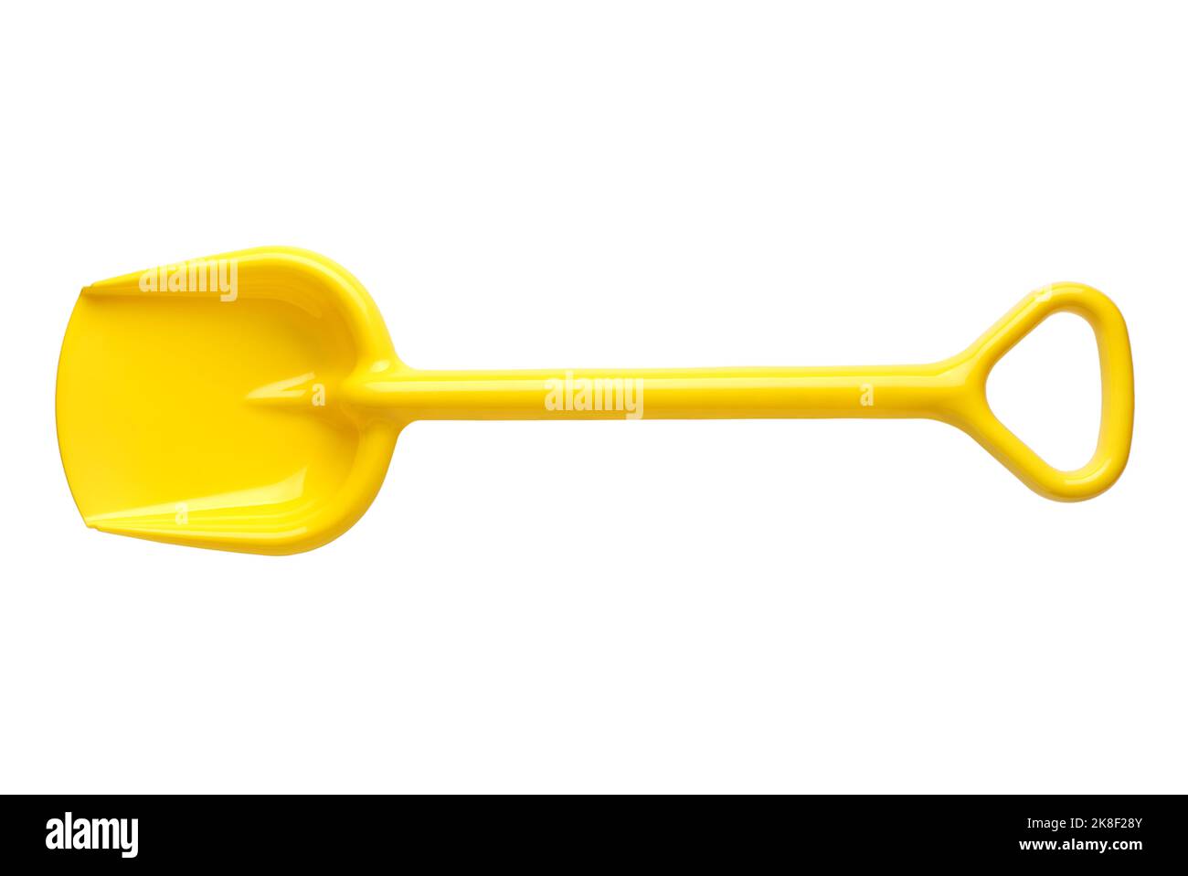 Yellow baby scoop, plastic toy, isolated on white background Stock Photo