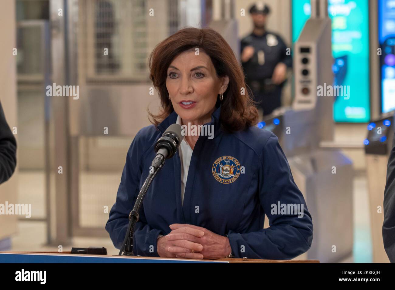 New York State Governor Kathy Hochul speaks during announcement of