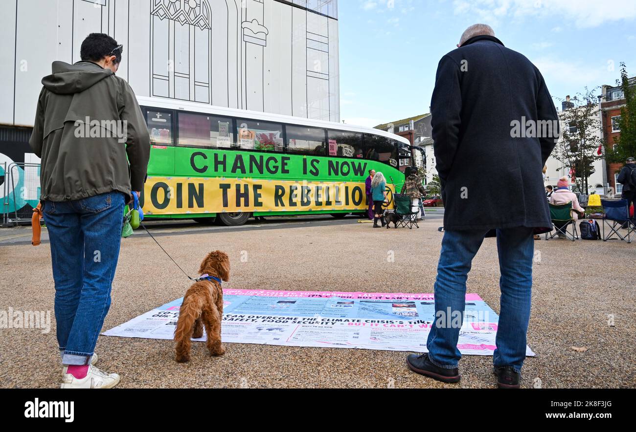 Brighton UK 23rd October 2022 - Extinction Rebellion People's Assembly Climate and Cost of Living Crisis event in Brighton today . : Credit Simon Dack / Alamy Live News Stock Photo