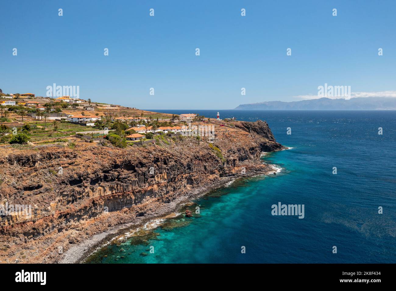 La Gomera. Aerial photo of the San Sebastian marina and town, La Gomera, Canary Islands. Stock Photo