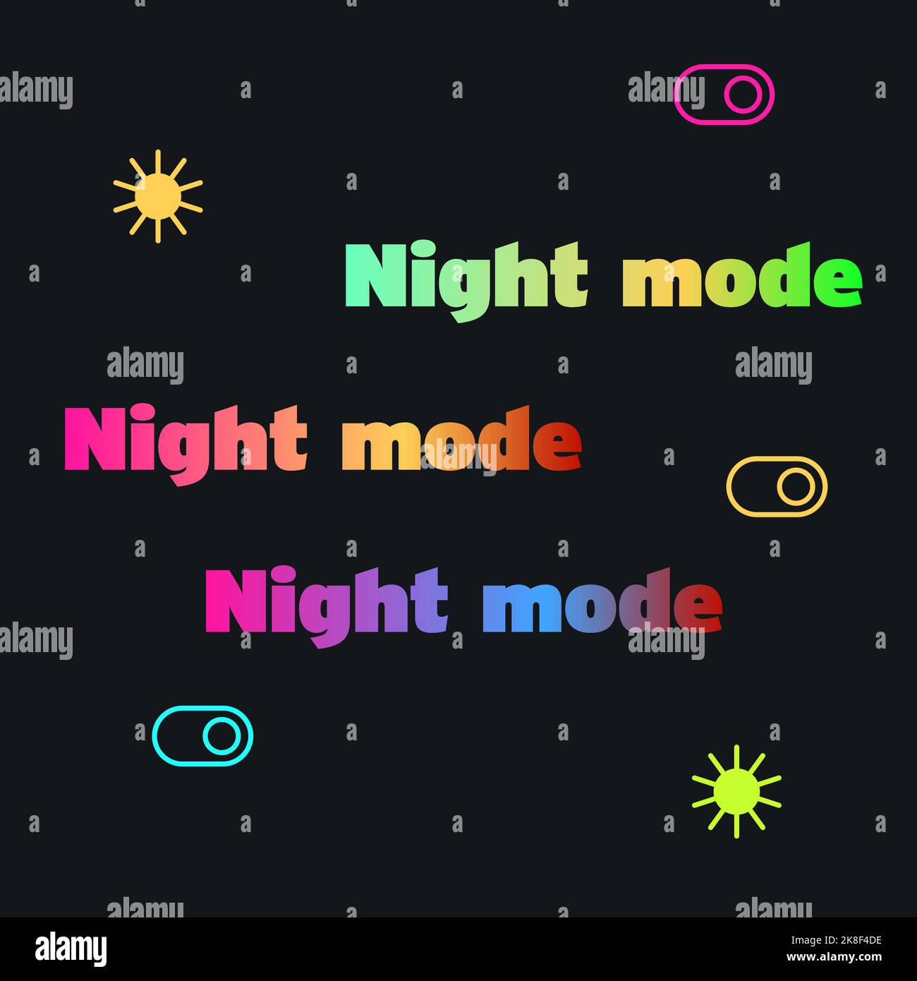 Gradient text - Night mode, vector rainbow style on dark background Stock Vector