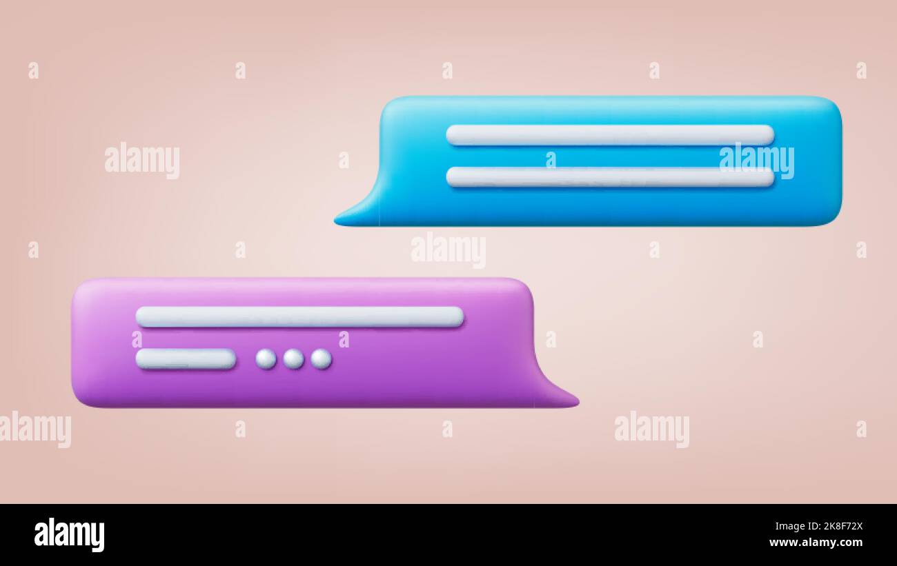 Dialog speech balloons 3d elements. Voice message or talk bubbles. Chat, text icons for messenger. Conversation vector speak frames, isolated contact Stock Vector