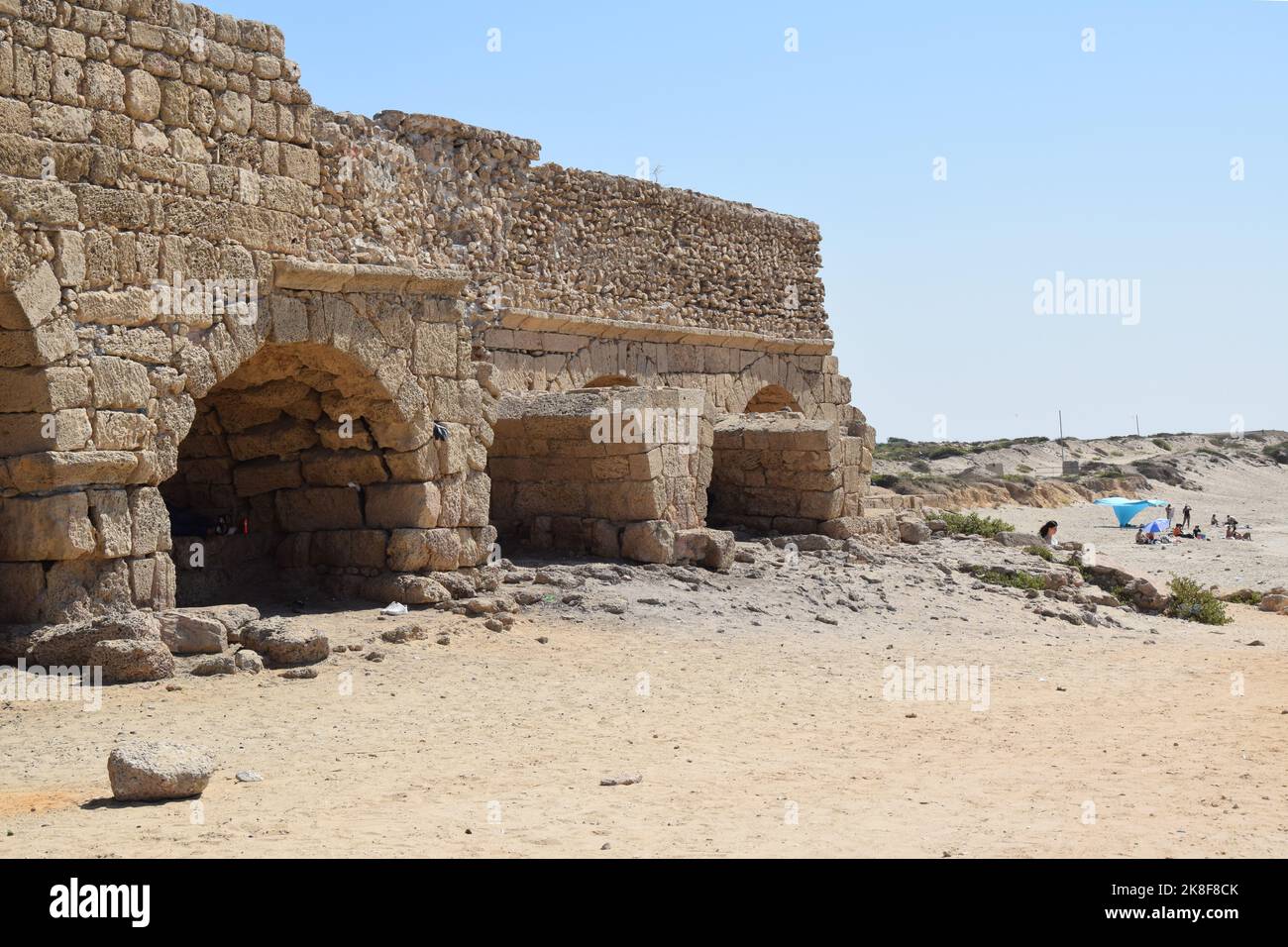 Hadrianic Aqueduct of Caesarea - Beit Hanania, Israel Stock Photo