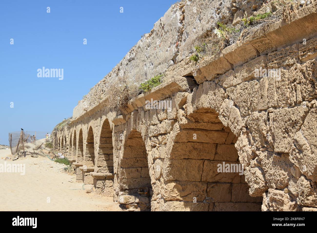 Hadrianic Aqueduct of Caesarea - Beit Hanania, Israel Stock Photo