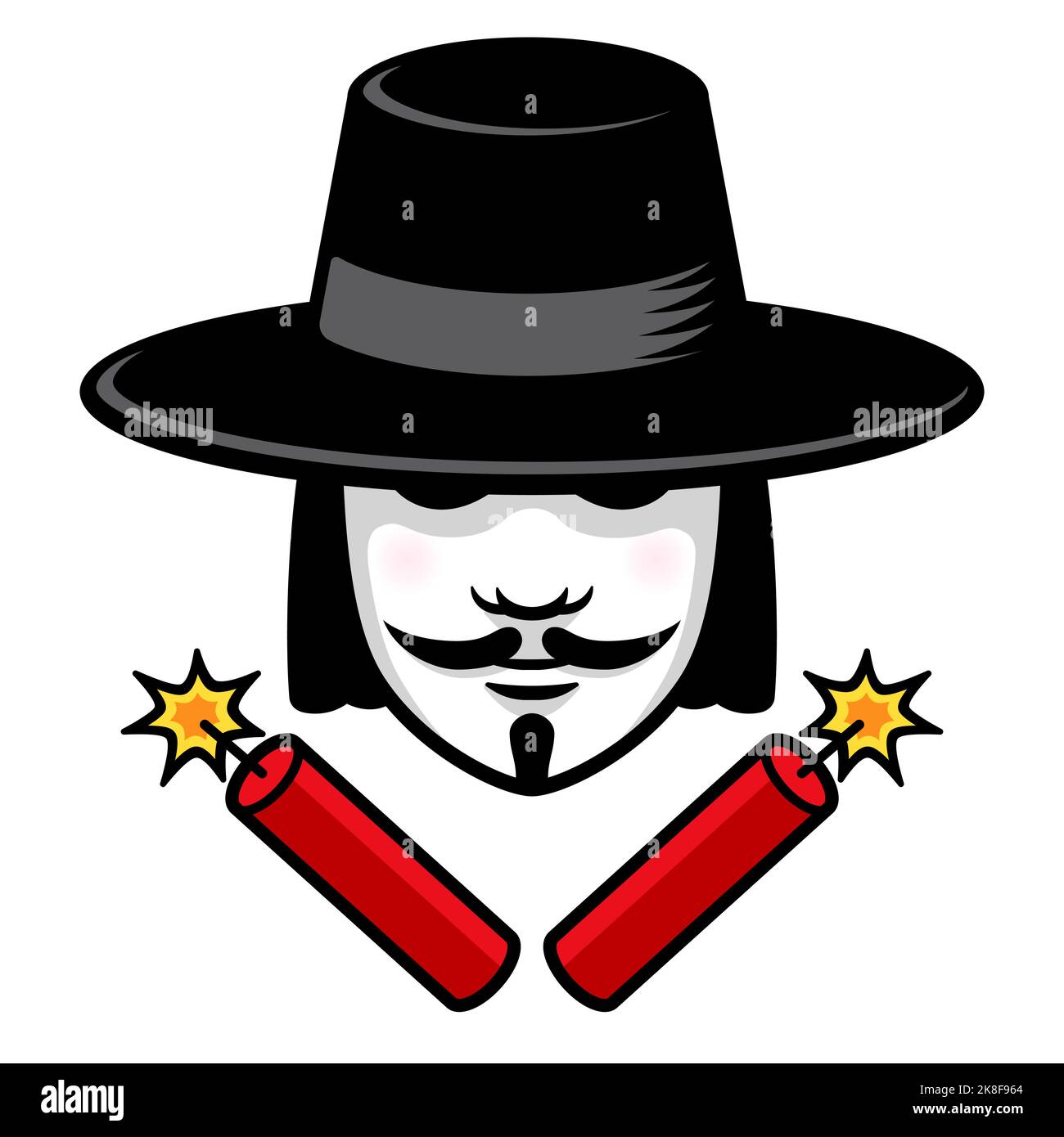 Guy Fawkes Night symbol, comic style logo with dynamite. Vector illustration. Stock Vector