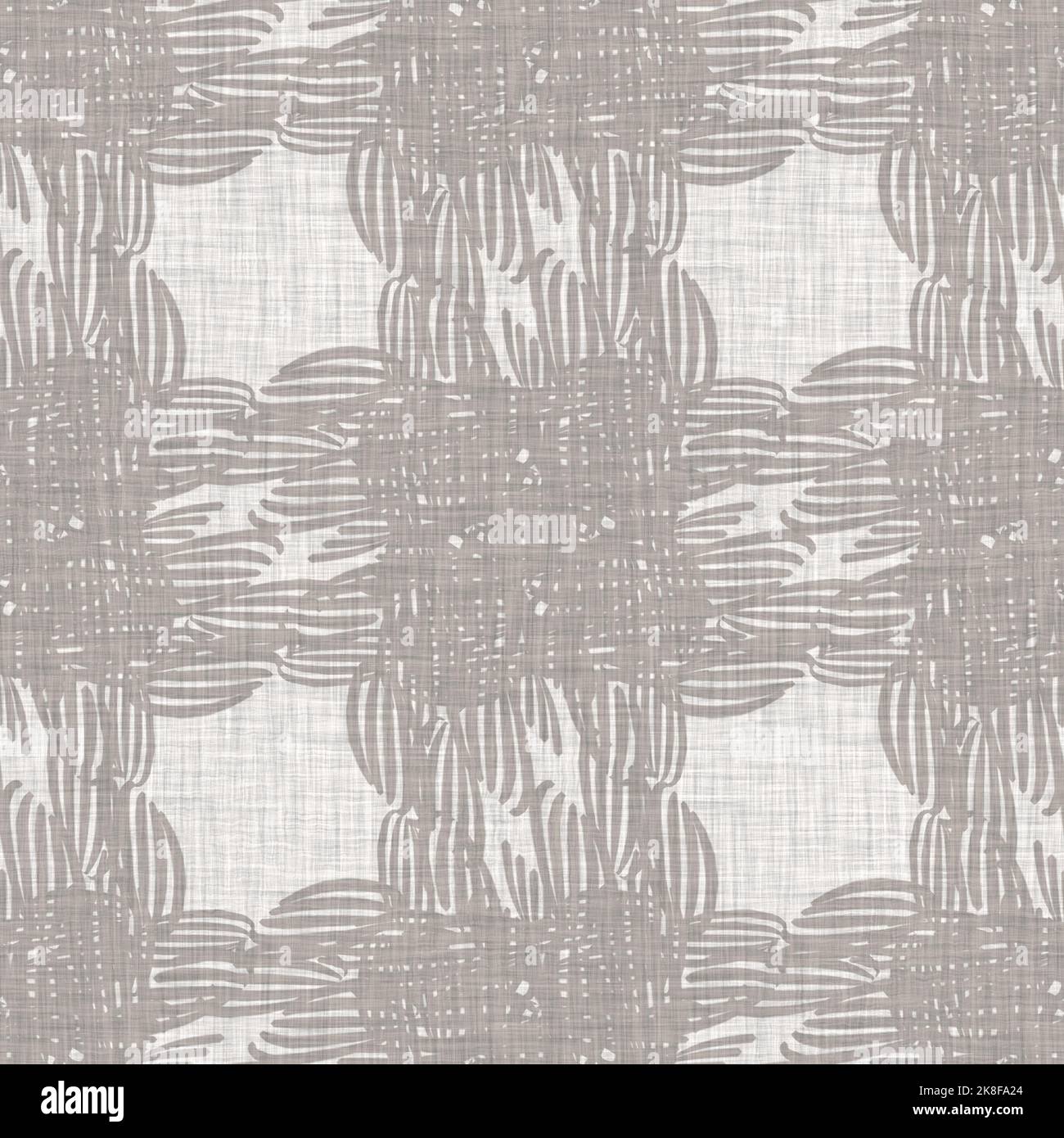 French grey doodle motif linen seamless pattern. Tonal country cottage ...