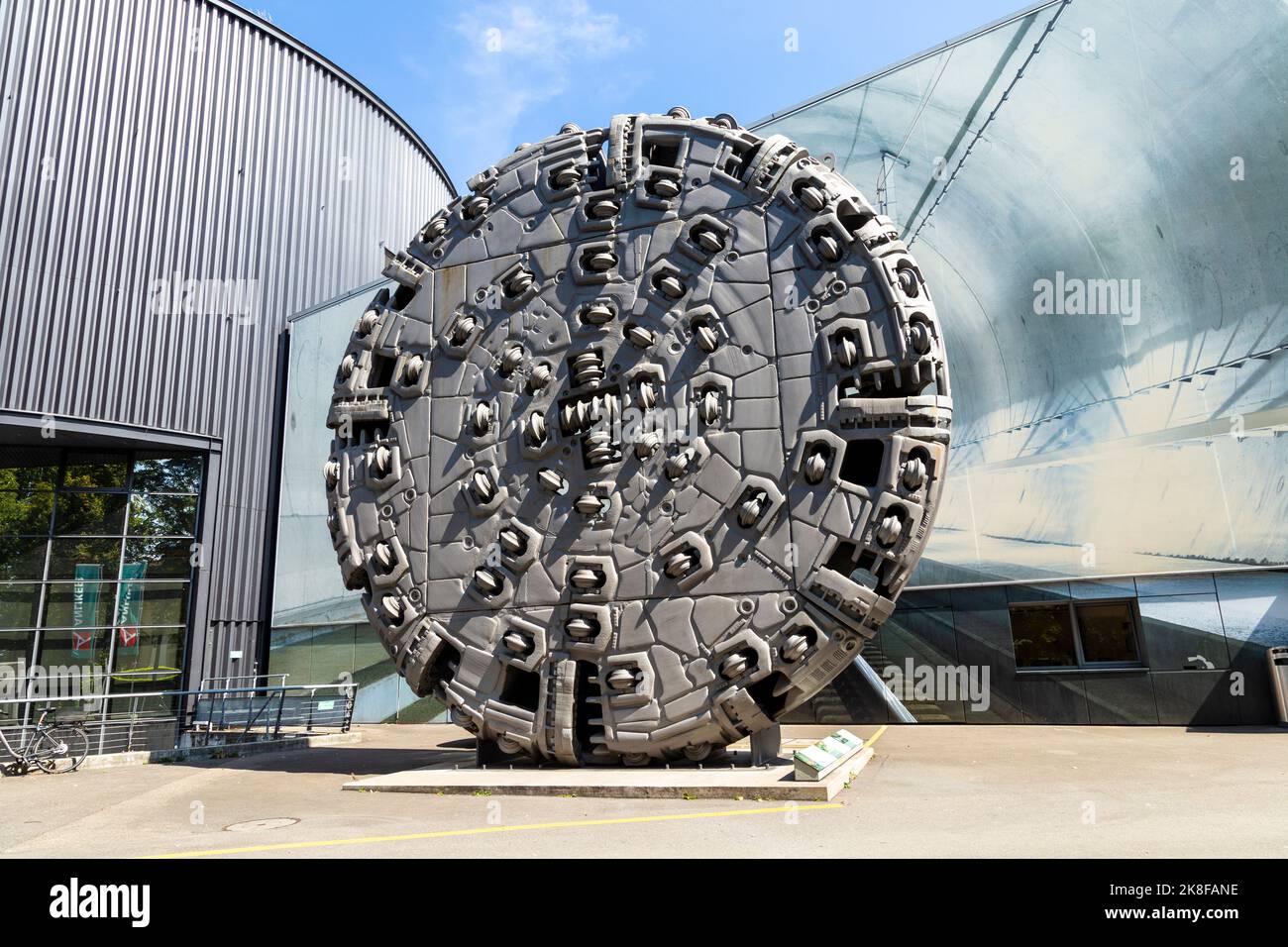 Rotating Cutterhead 'Sissi' Gripper, Gotthard Base Tunnel Boring Machine at Swiss Museum of Transport, Lucerne, Switzerland Stock Photo