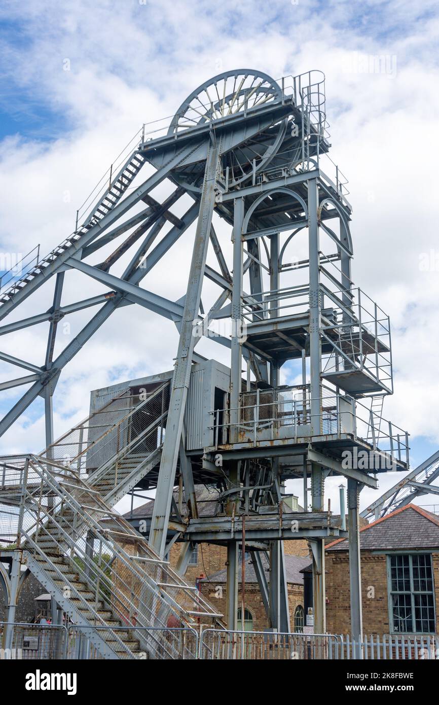 Mine shaft at entrance to Woodhorn Museum, QE Country Park, Ashington, Northumberland, England, United Kingdom Stock Photo