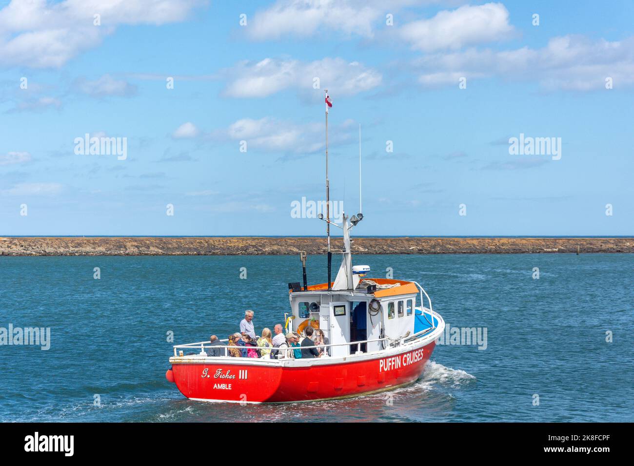 Puffin Cruise boat, Amble Quayside, Harbour Road, Amble, Northumberland, England, United Kingdom