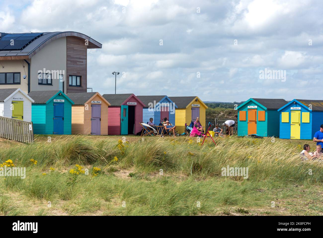 Colourful Amble Beach Huts on Little Shore, Harbour Road, Amble