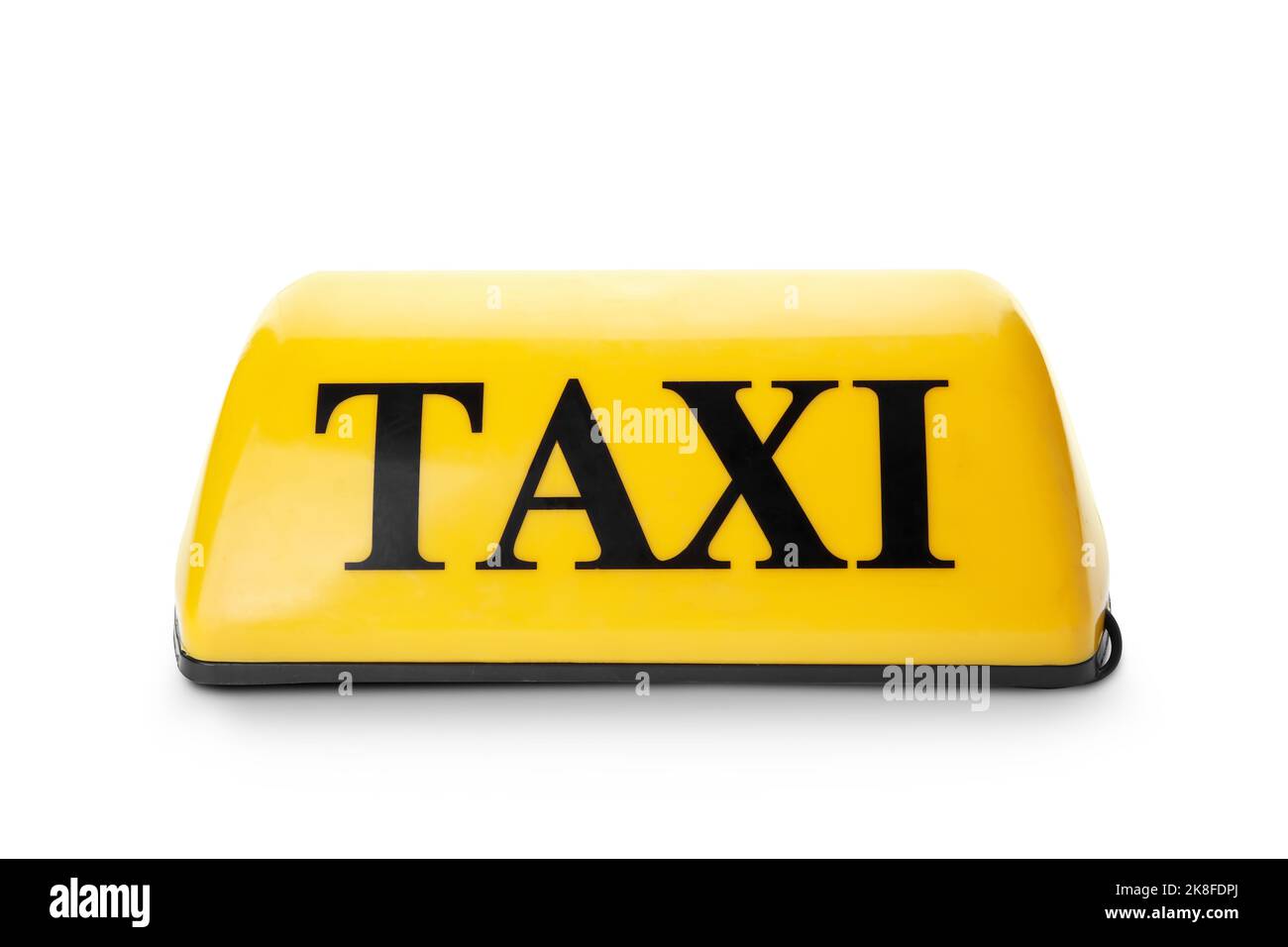 Yellow taxi roof sign isolated on white background Stock Photo Alamy