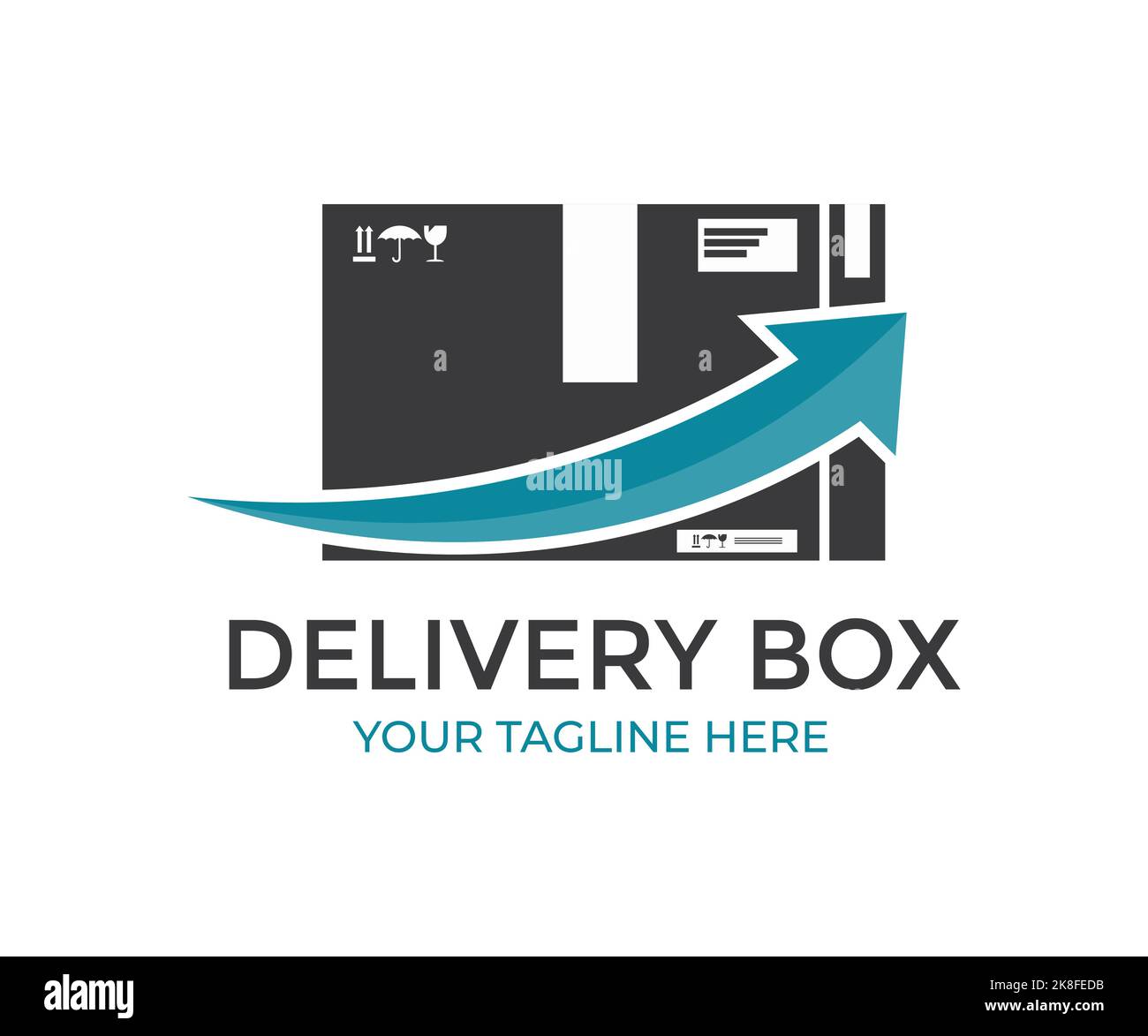 Cardboard box package moving transportation, Parcel delivery. Concept for fast delivery service logo design. Express delivery, fast delivery vector. Stock Vector