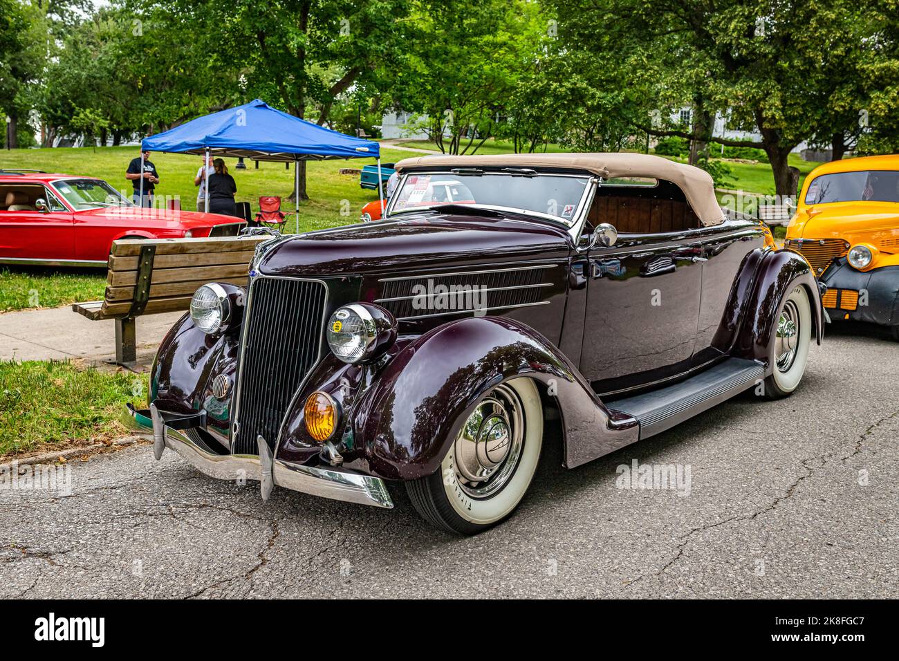 Des Moines, IA July 01, 2022 High perspective front corner view of a
