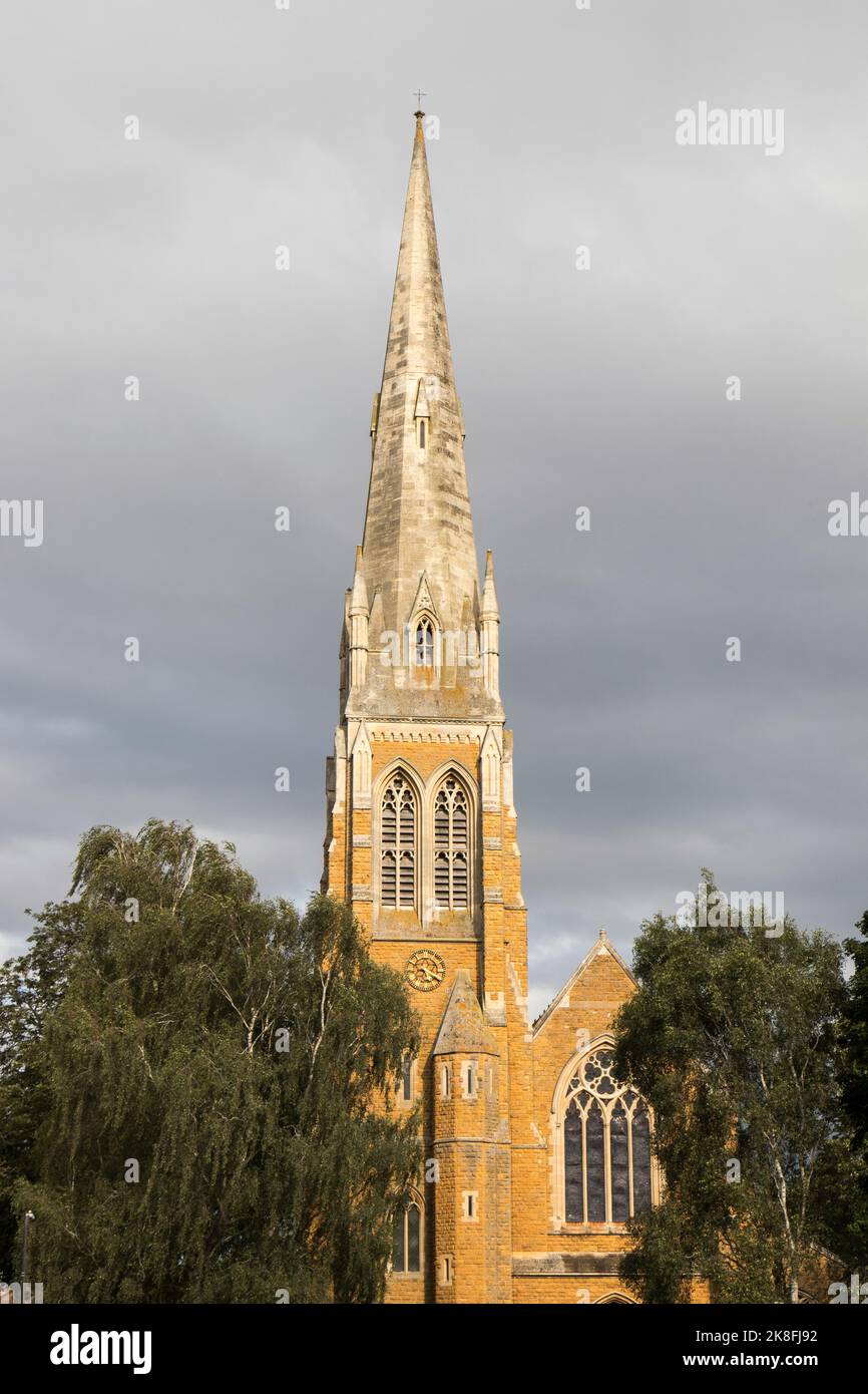 The parish church spire in Upton upon Severn Stock Photo