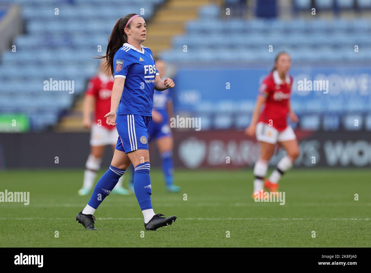 Leicester, UK. 23rd Oct, 2022. Leicester, England, October 23rd 2022: Sam Tierney (13 Leicester City) gestures during the Barclays FA Womens Super League game between Leicester City and Manchester United at the King Power Stadium in Leicester, England. (James Holyoak/SPP) Credit: SPP Sport Press Photo. /Alamy Live News Stock Photo