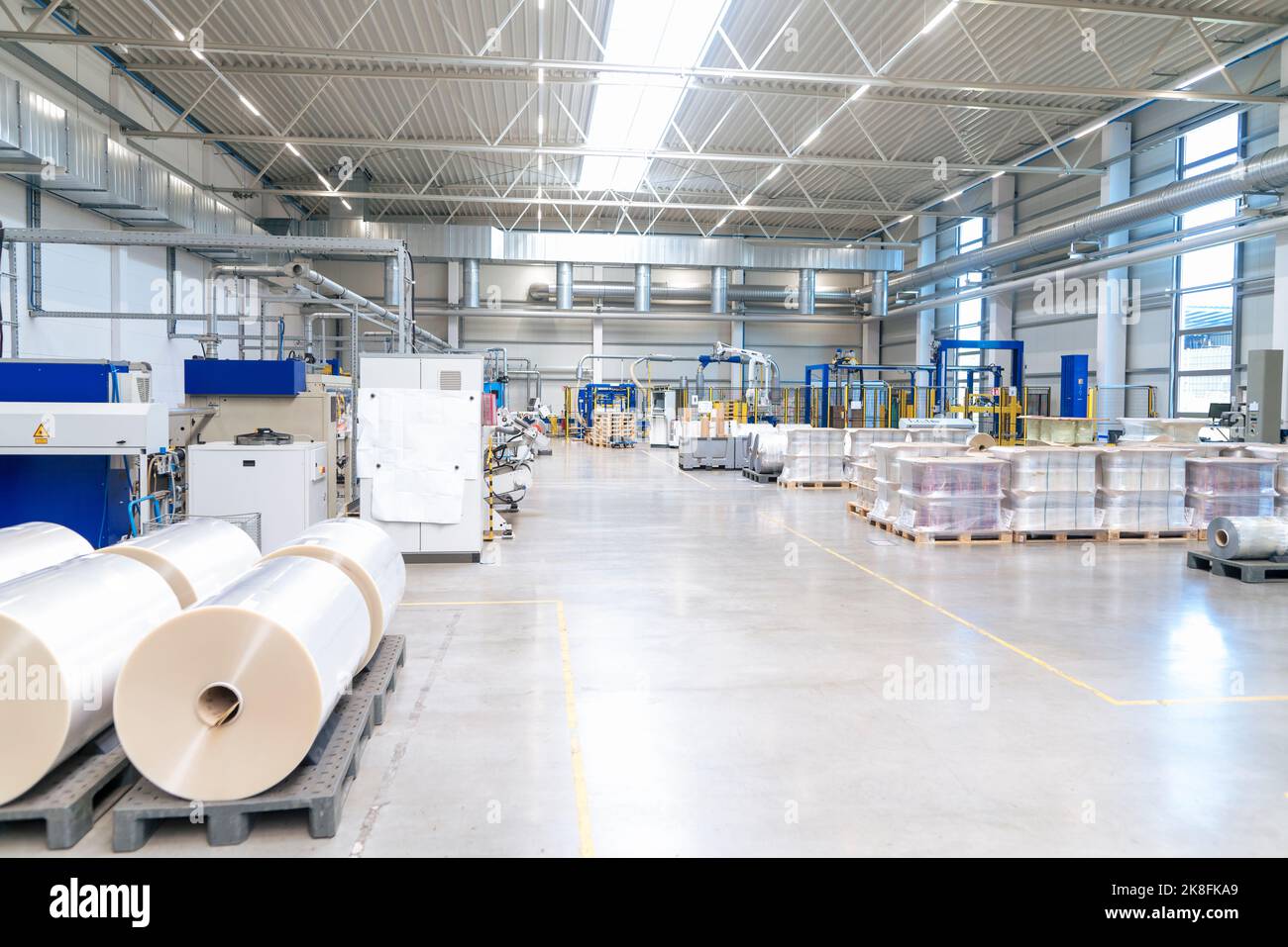 Manufacturing equipment arranged in factory Stock Photo
