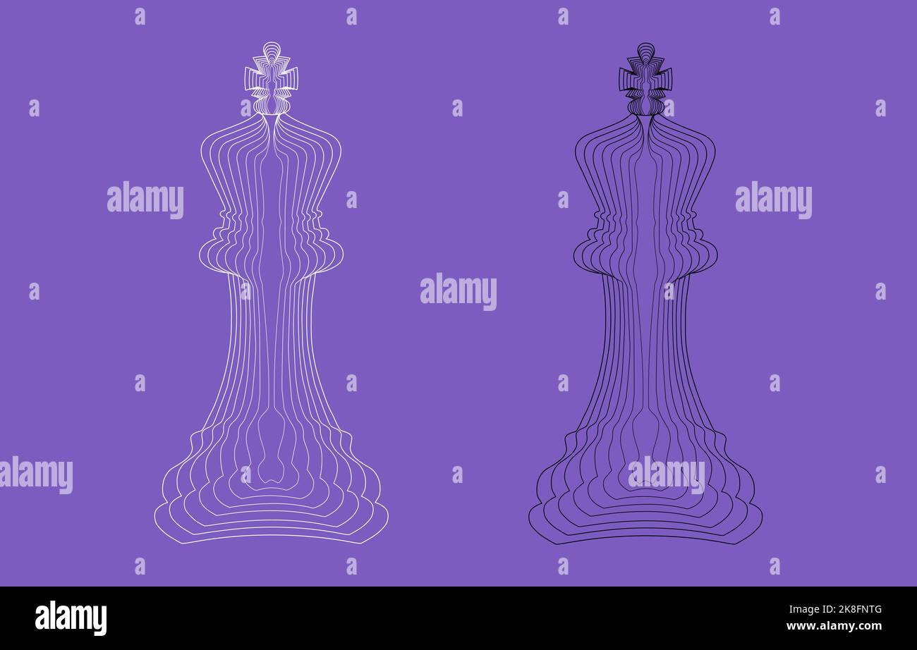 Vector chess pieces with the king chess piece icon. Stock Vector