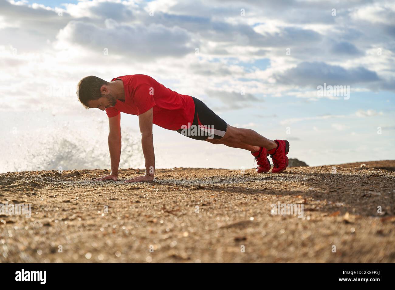 Exercising beach man push ups hi-res stock photography and images - Alamy