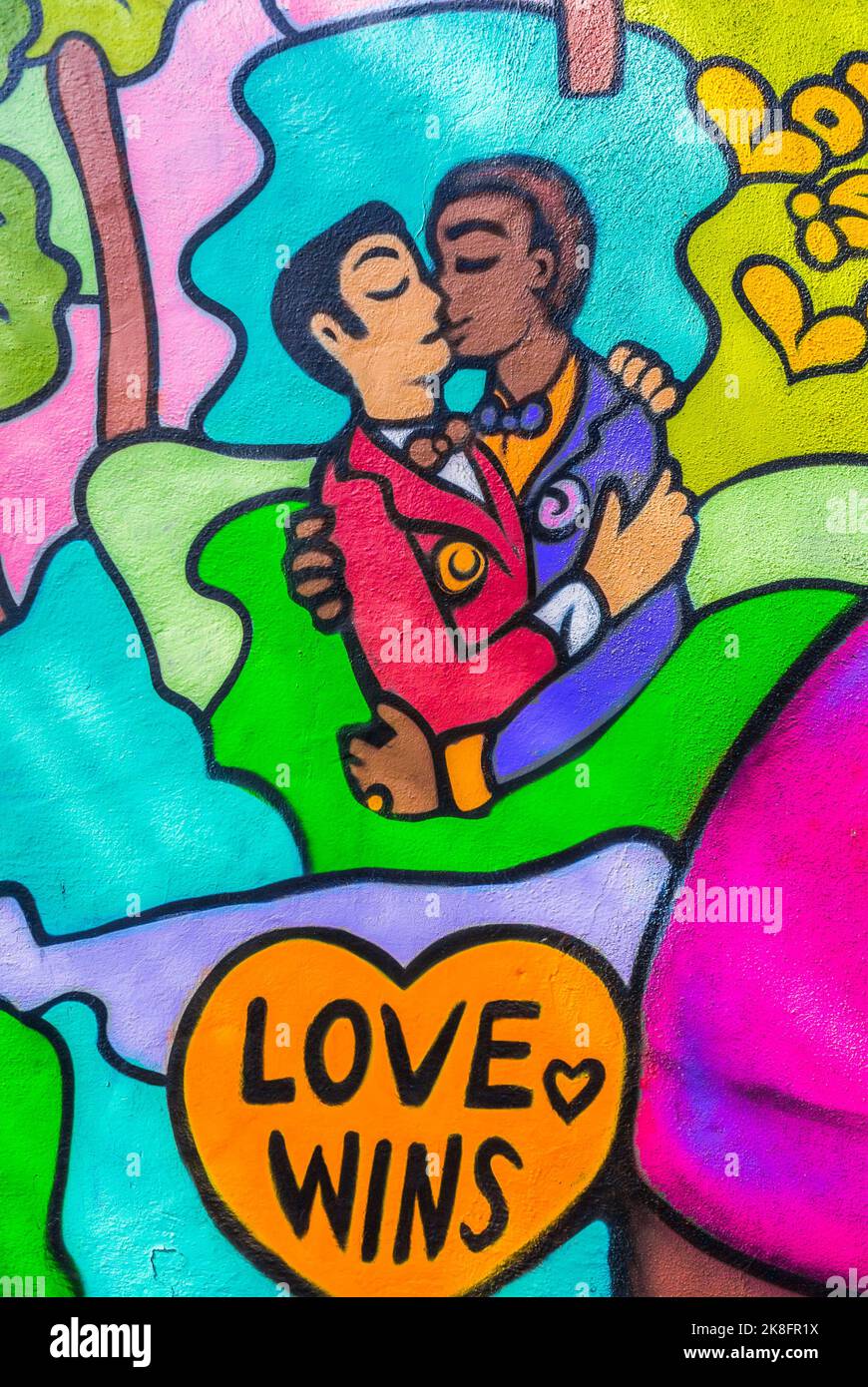 San Francisco, CA, USA, Street Art, Graffiti, Gay Marriage Illustration