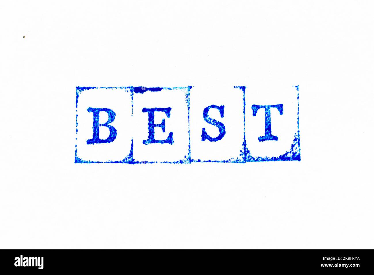Blue color ink rubber stamp in word best on white paper background