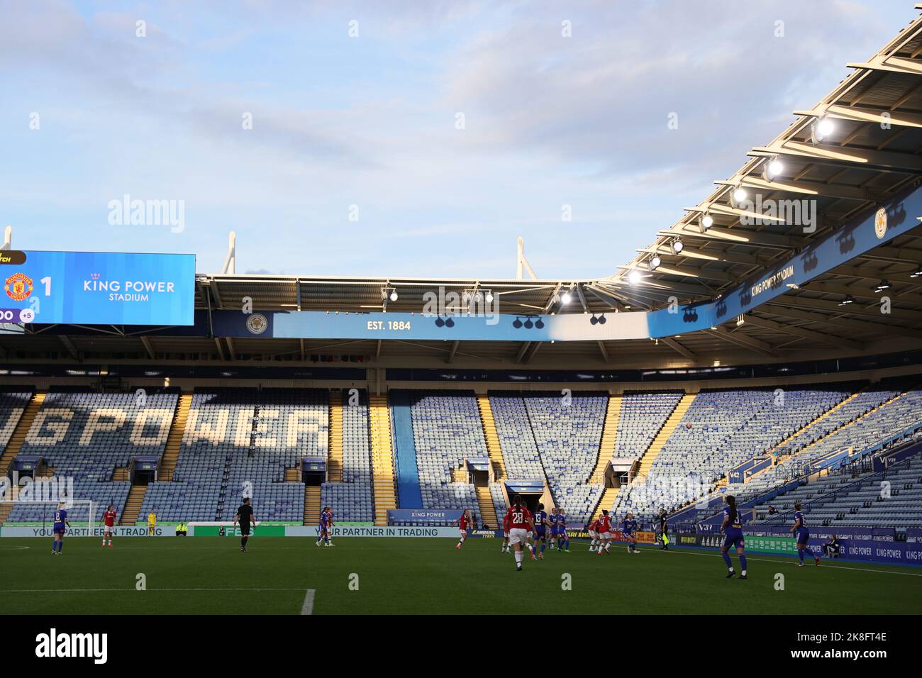 Leicester, UK. 23rd Oct, 2022. Leicester, England, October 23rd 2022: General view of play during the Barclays FA Womens Super League game between Leicester City and Manchester United at the King Power Stadium in Leicester, England. (James Holyoak/SPP) Credit: SPP Sport Press Photo. /Alamy Live News Stock Photo