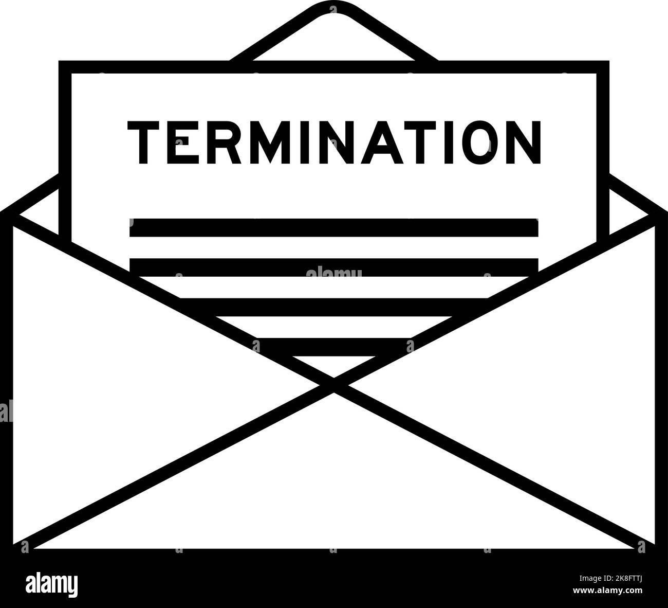 Envelope and letter sign with word termination as the headline Stock Vector