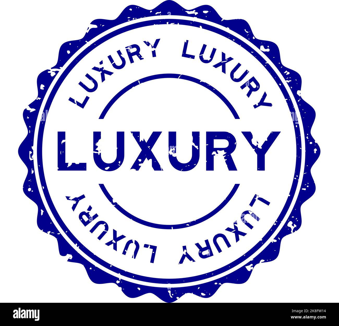 Grunge blue luxury word round rubber seal stamp on white background ...