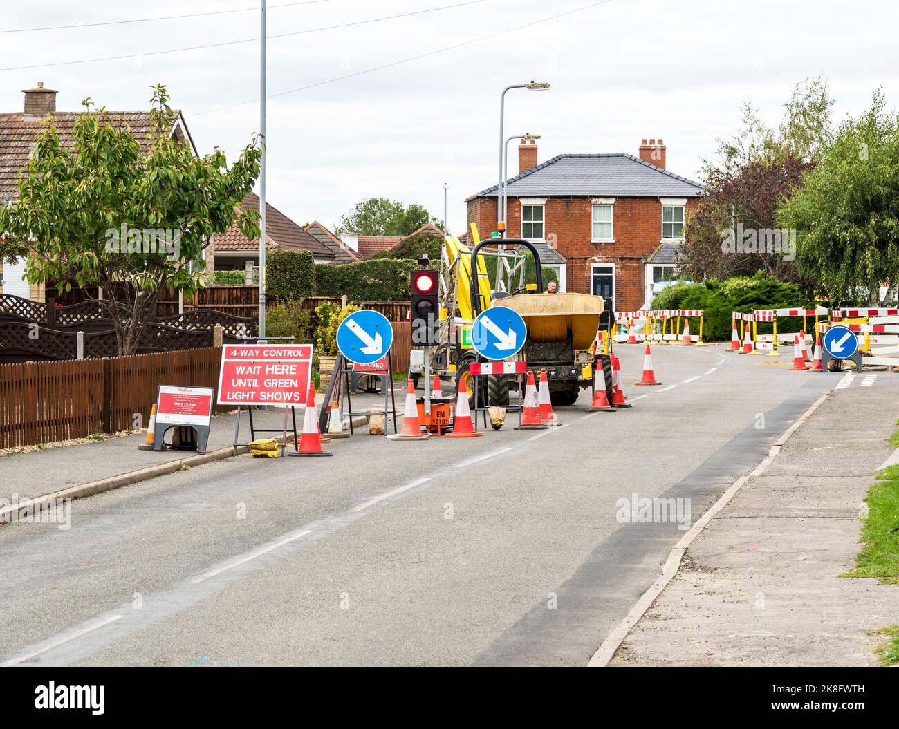 New gas pipe installtion road works, Cherry Willingham, Lincoln 2022
