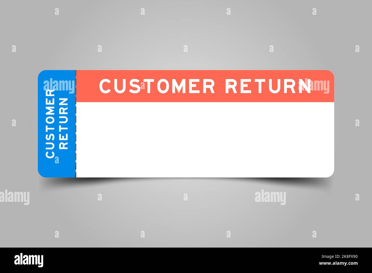 Blue and orange color ticket with word customer return and white copy space on gray background Stock Vector