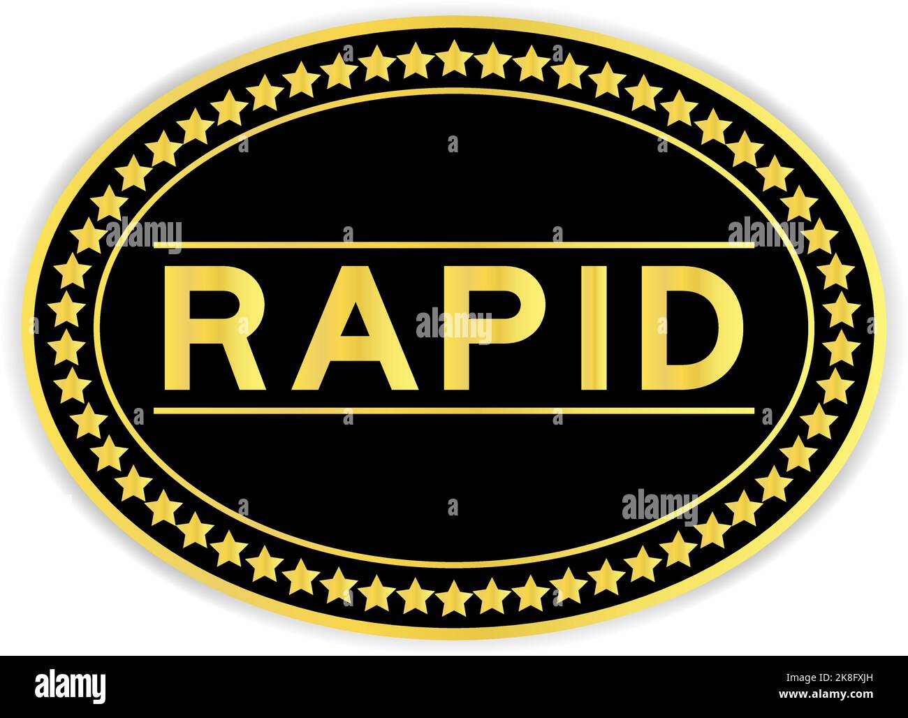 Black and gold color oval label sticker with word rapid on white background Stock Vector