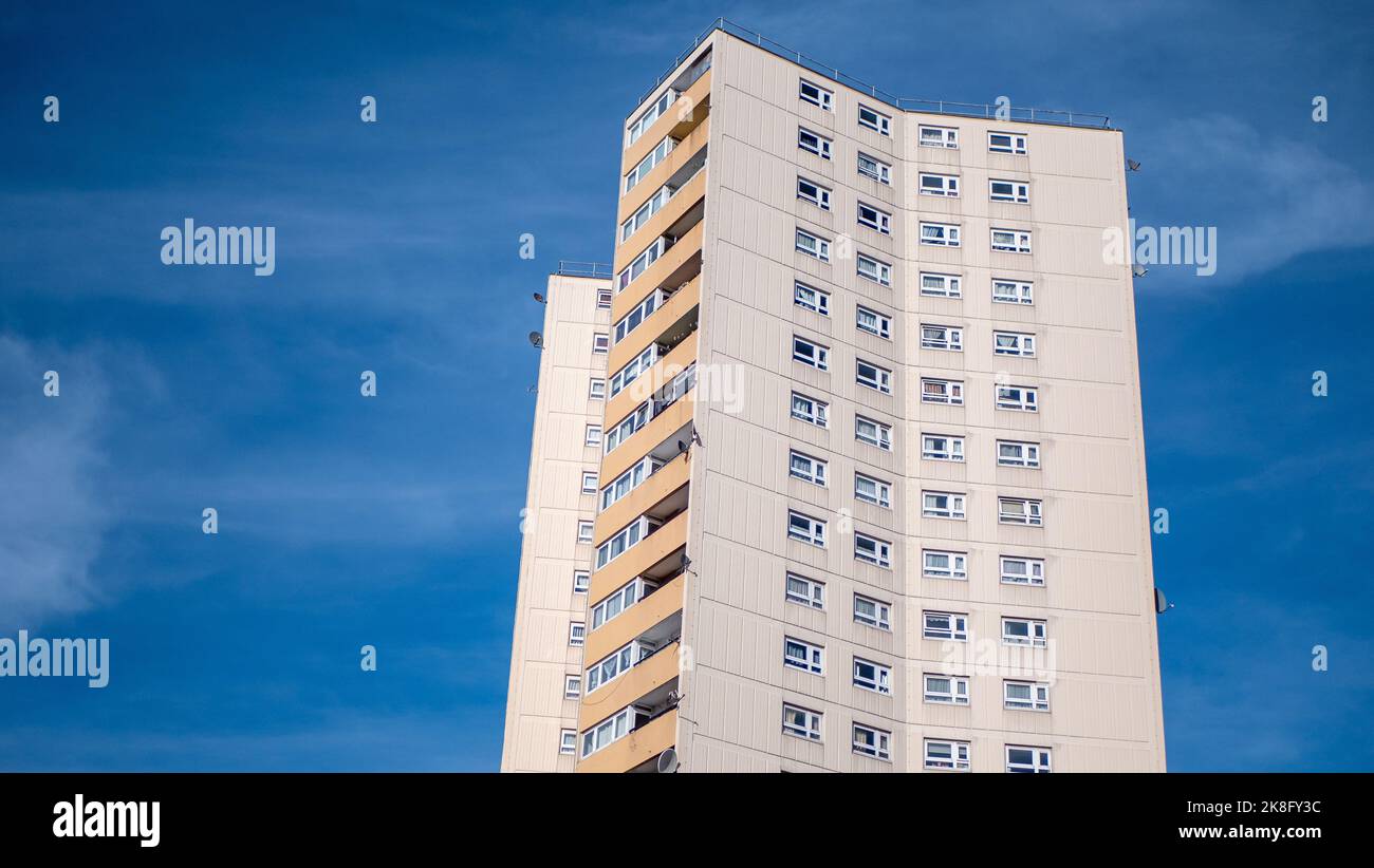 A tower block housing estate rises into the sky above Acton in West