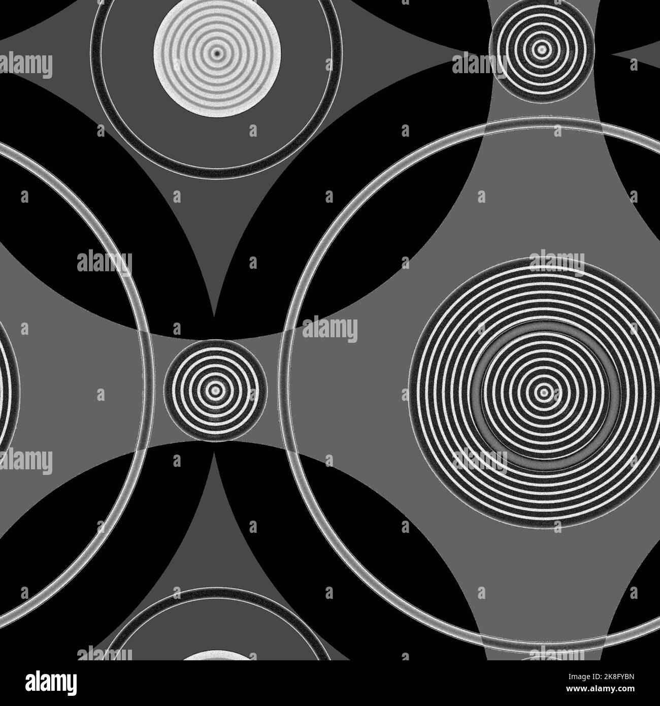 Seamless geometric in black and white abstract modern pattern created from intersecting circles.Retro shape design endless repeated texture for textil Stock Photo