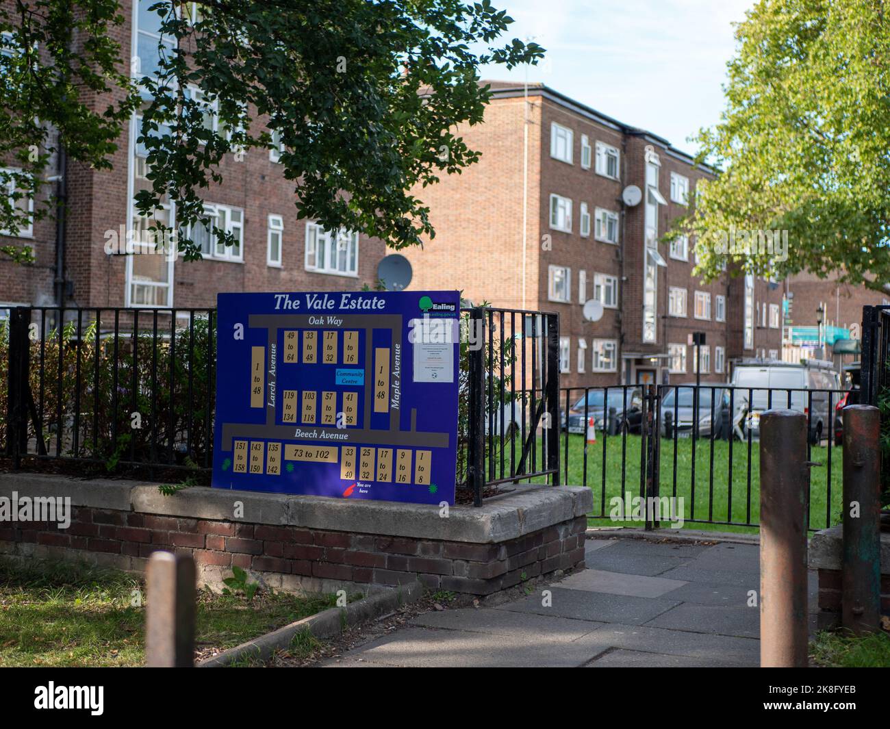 A sign for The Vale Estate in Acton, London, UK Stock Photo Alamy