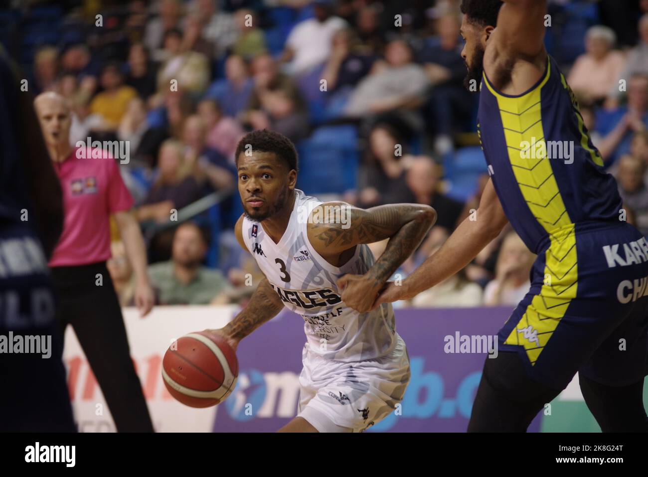 Sheffield, England, 23 October 2022. Javion Hamlet playing for Newcastle Eagles against B. Braun Sheffield Sharks in a BBL match at Ponds Forge. Credit: Colin Edwards/Alamy Live News. Stock Photo