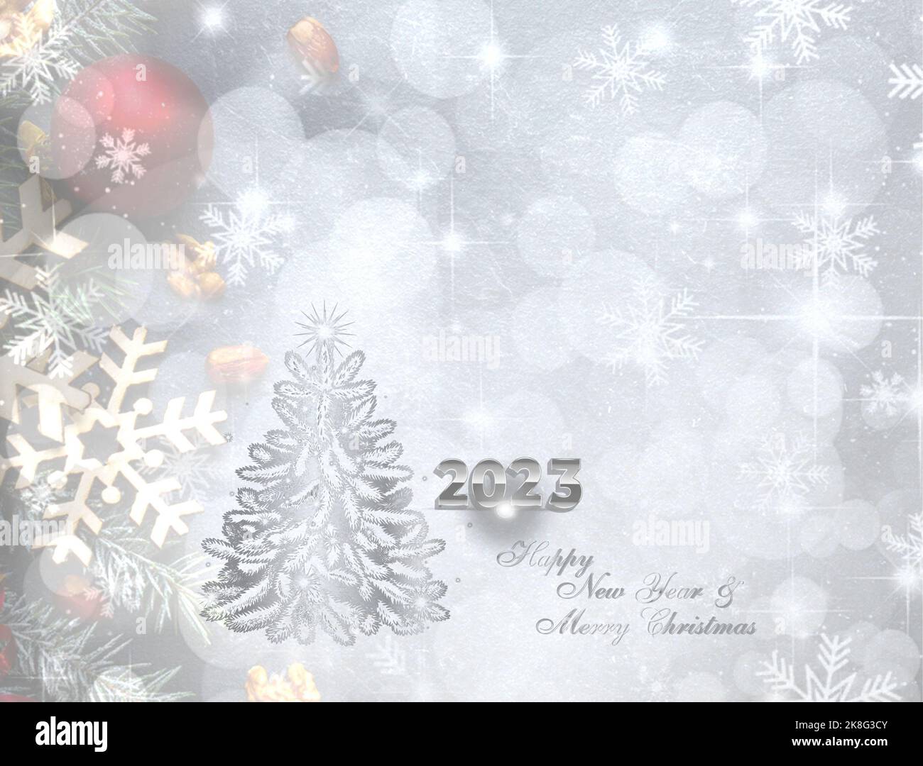 Merry Christmas and happy new year 2023 greeting card with christmas ...
