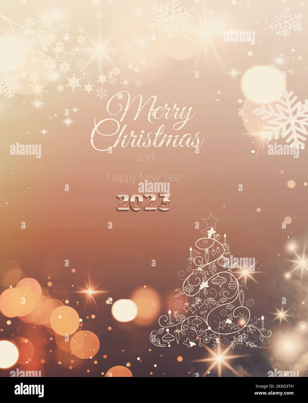 Merry Christmas and happy new year 2023 greeting card with christmas ...